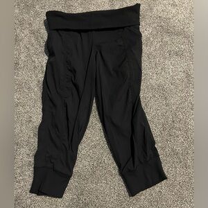 Black fold over cuffed crop studio pants